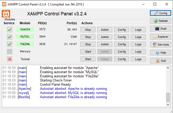 XAMpp - Windows Apache/php/mysql/apache